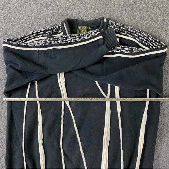 Vintage Tosani Made In Canada Black White Knit Sweater Pullover Men’s Size XL - Picture 15 of 15